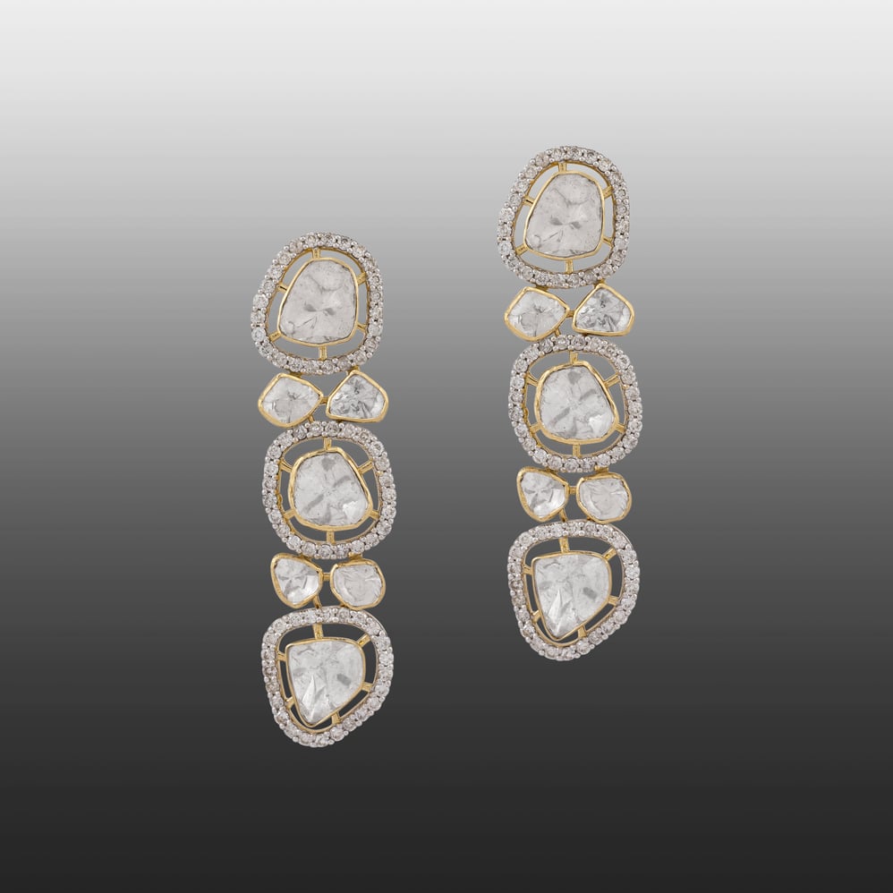 Open-Setting Polki Diamond Drop Earrings