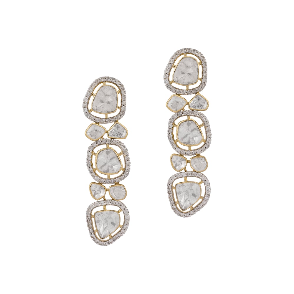 Open-Setting Polki Diamond Drop Earrings
