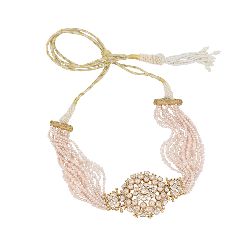 Filigree Pearl Choker with Polki and Full-Cut Diamond
