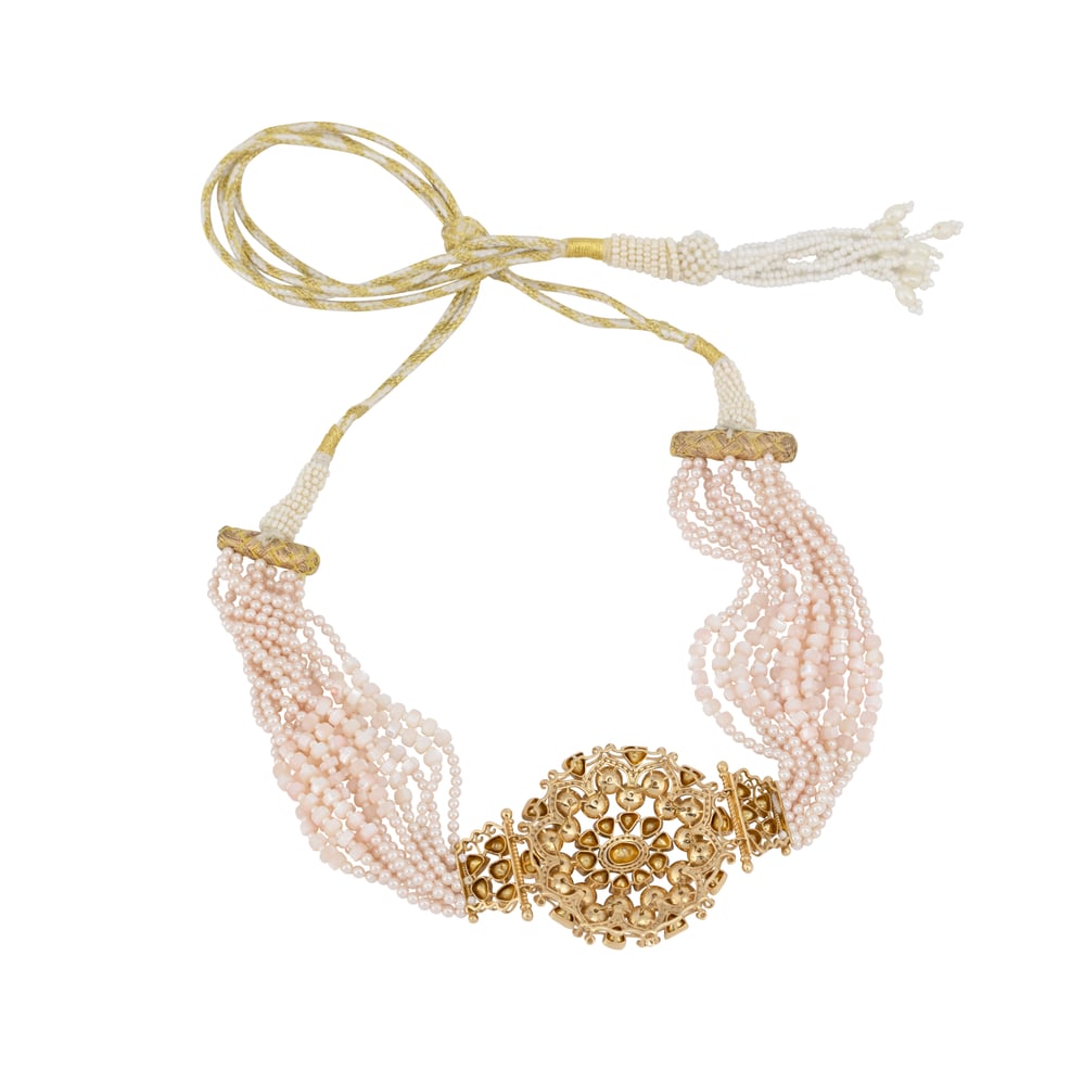 Filigree Pearl Choker with Polki and Full-Cut Diamond