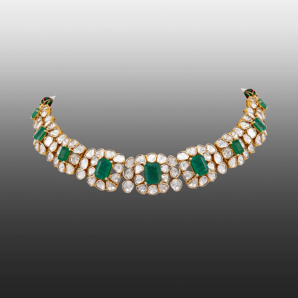 Step-Cut Emerald Polki Choker