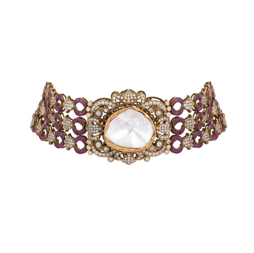 Statement Choker with Ruby Links and Polki Focal