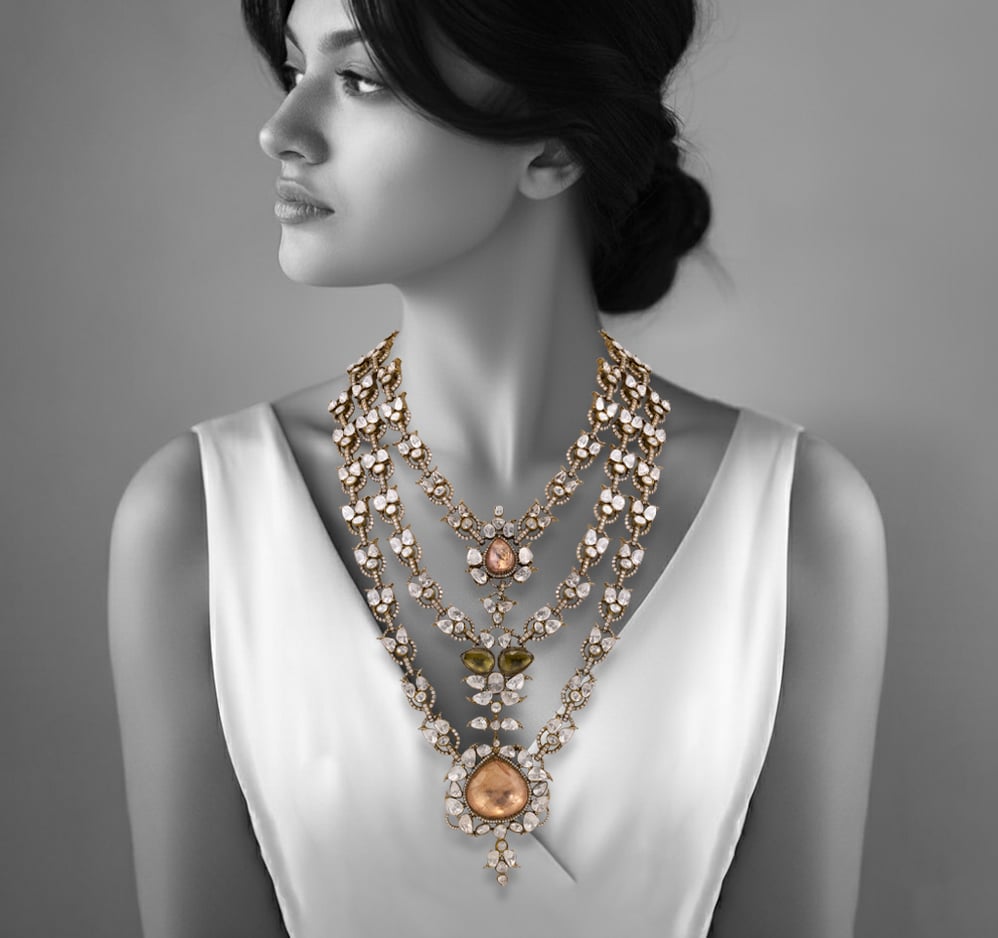 Three-Tiered Antique Polki Grandeur