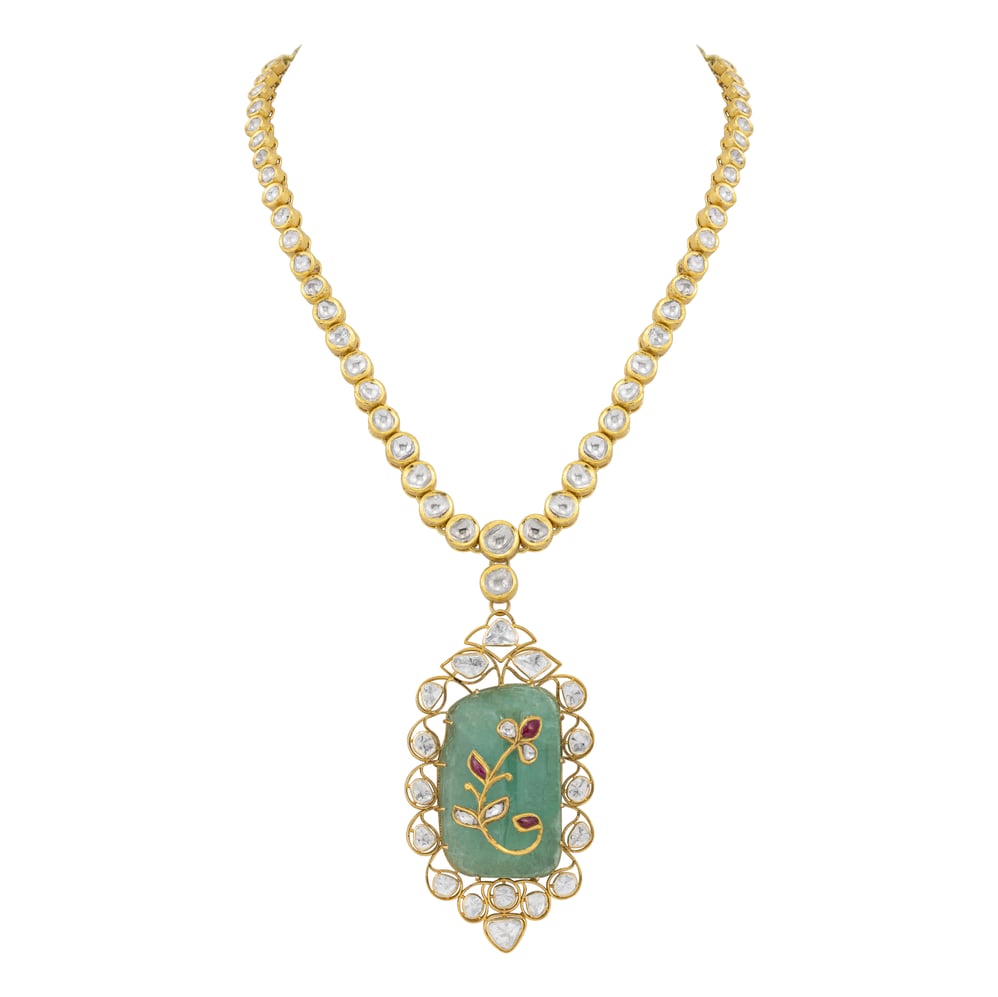 Mint Green Cabochon Pendant Necklace