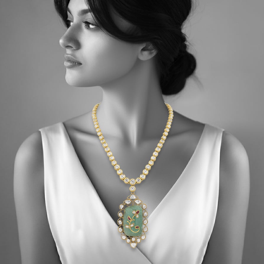 Mint Green Cabochon Pendant Necklace