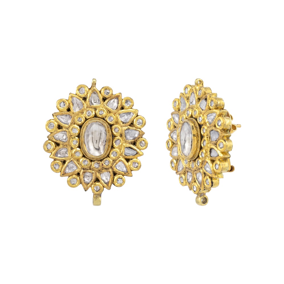 Circular Polki Stud Earrings