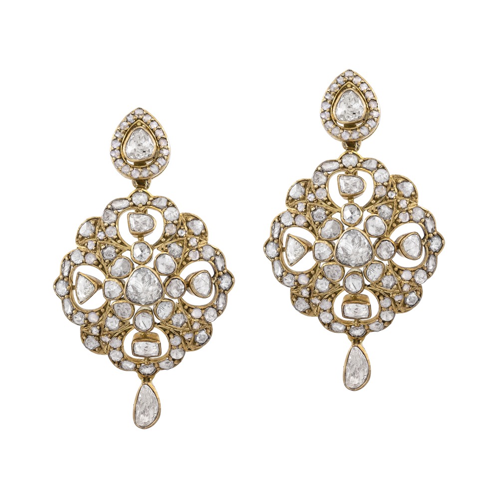 Circular Polki Danglers with Teardrop Finish