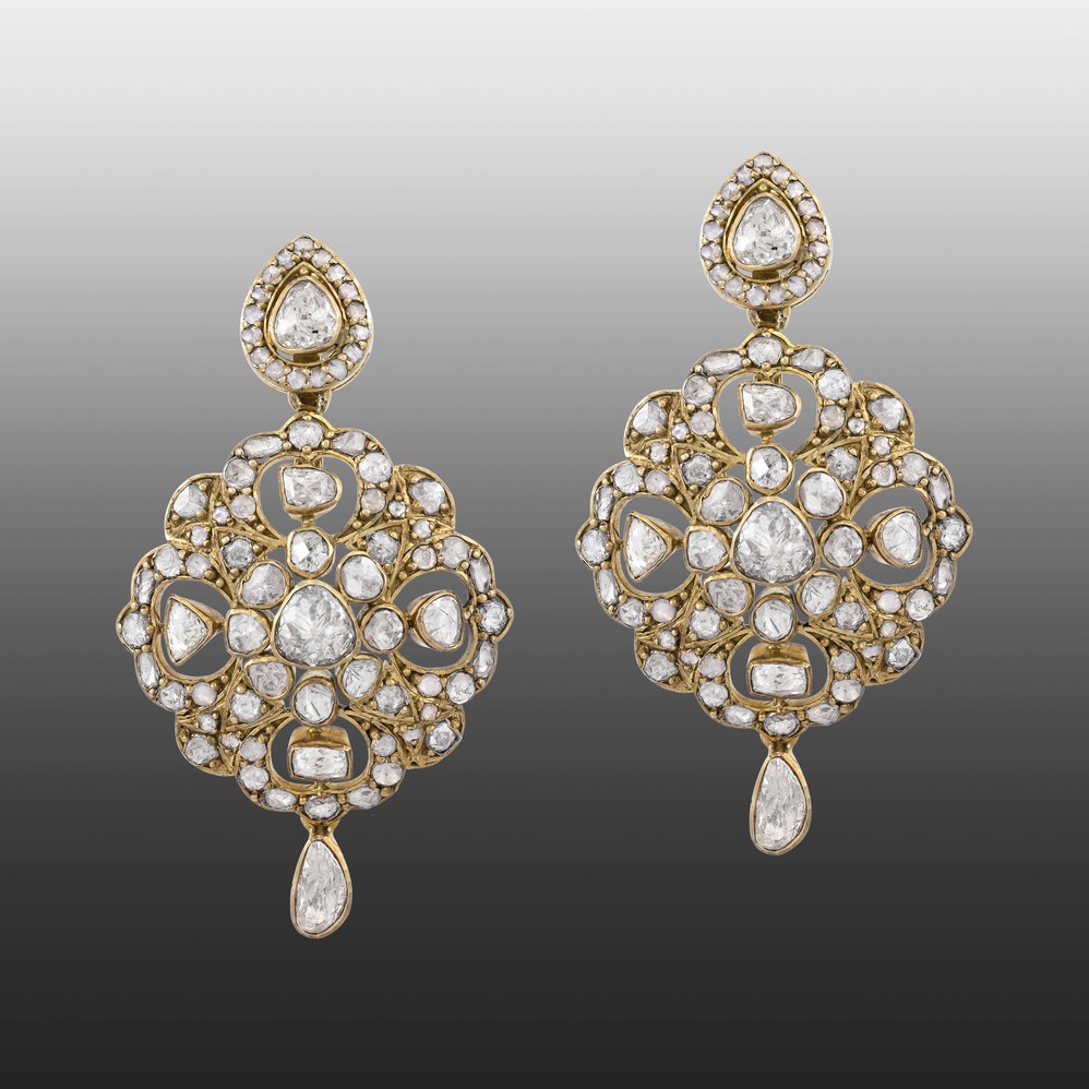 Circular Polki Danglers with Teardrop Finish