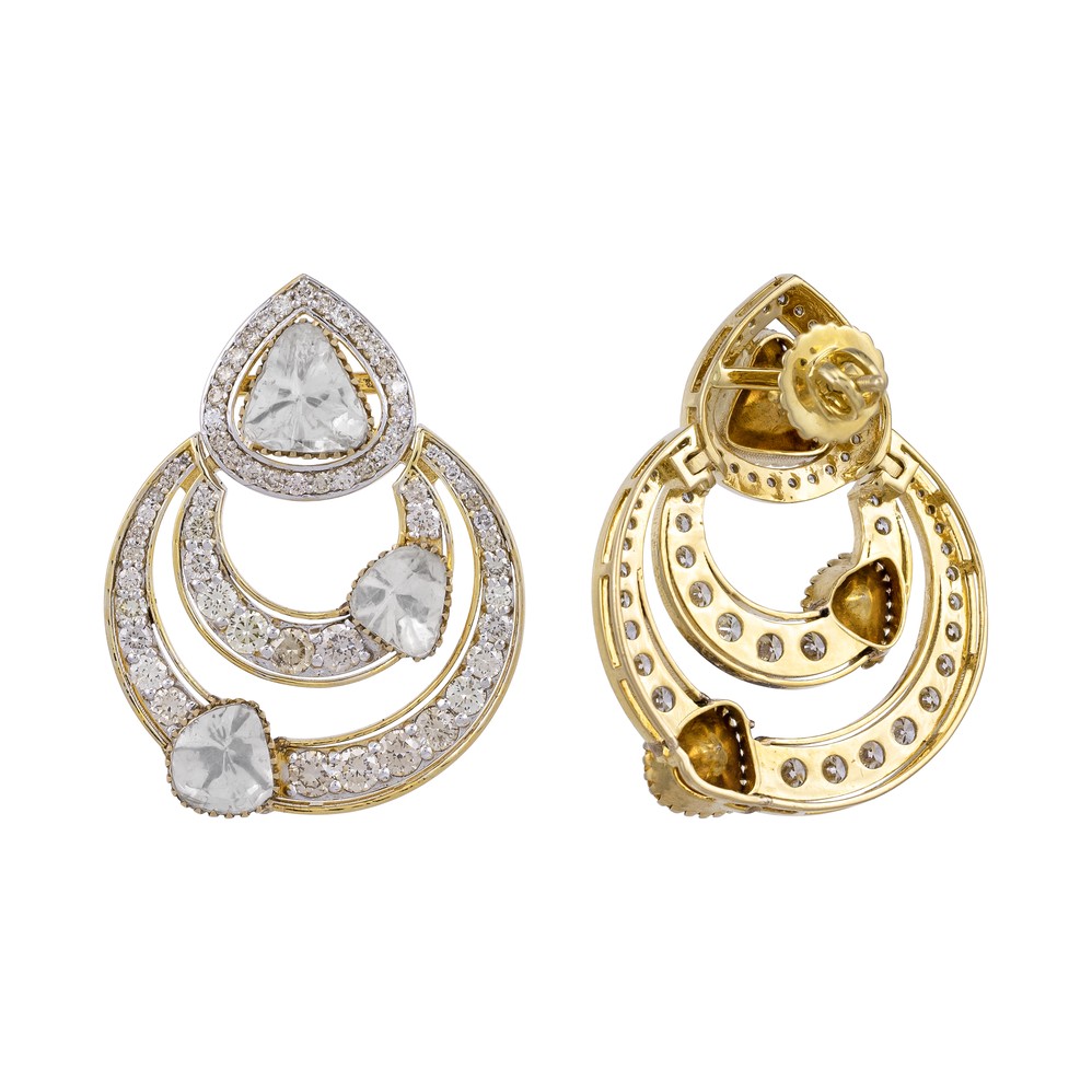 Concentric Polki Danglers with Teardrop Stud