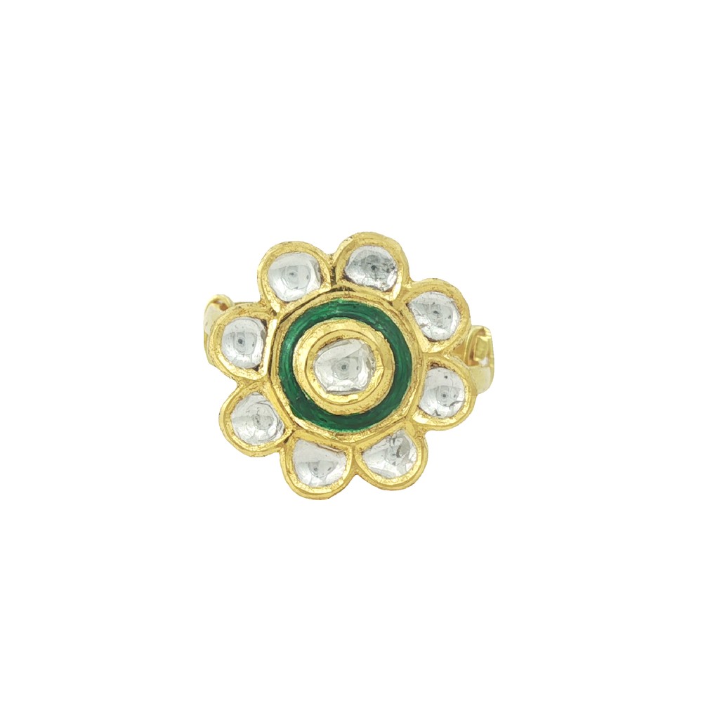 Green Accent Polki Ring