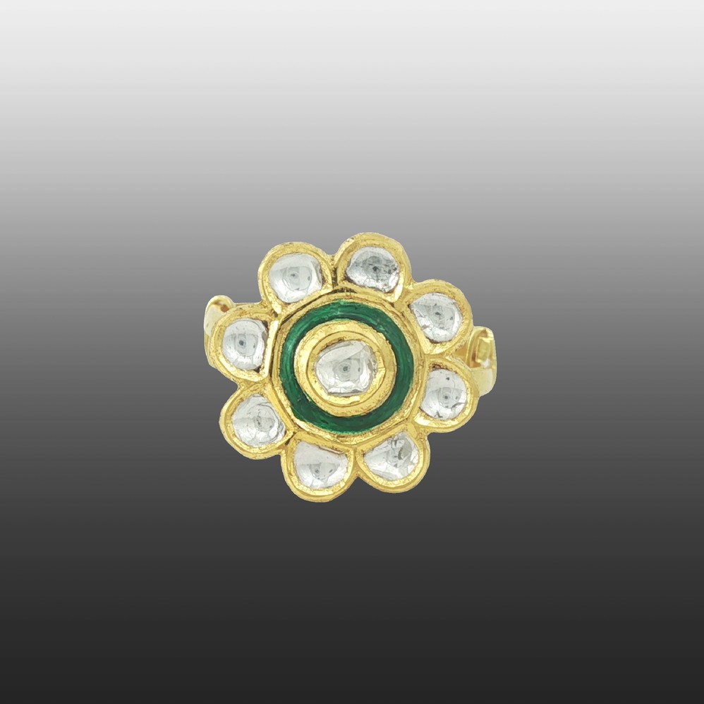 Green Accent Polki Ring