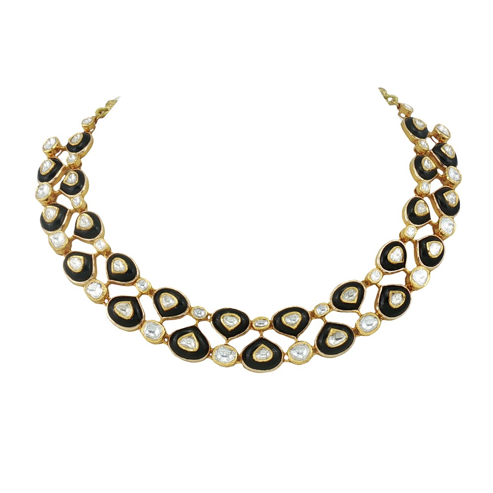 Black Onyx and Polki Layered Necklace
