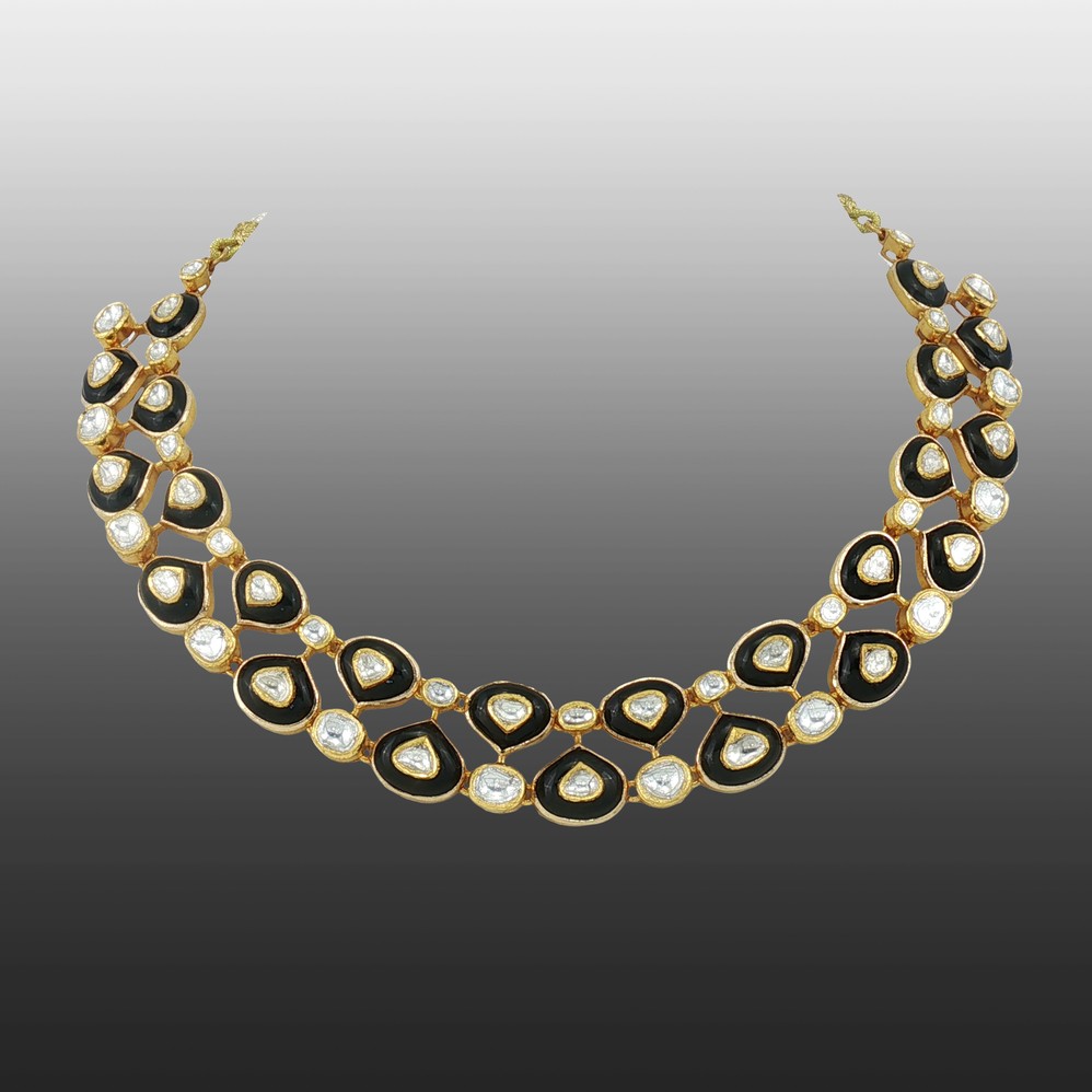 Black Onyx and Polki Layered Necklace