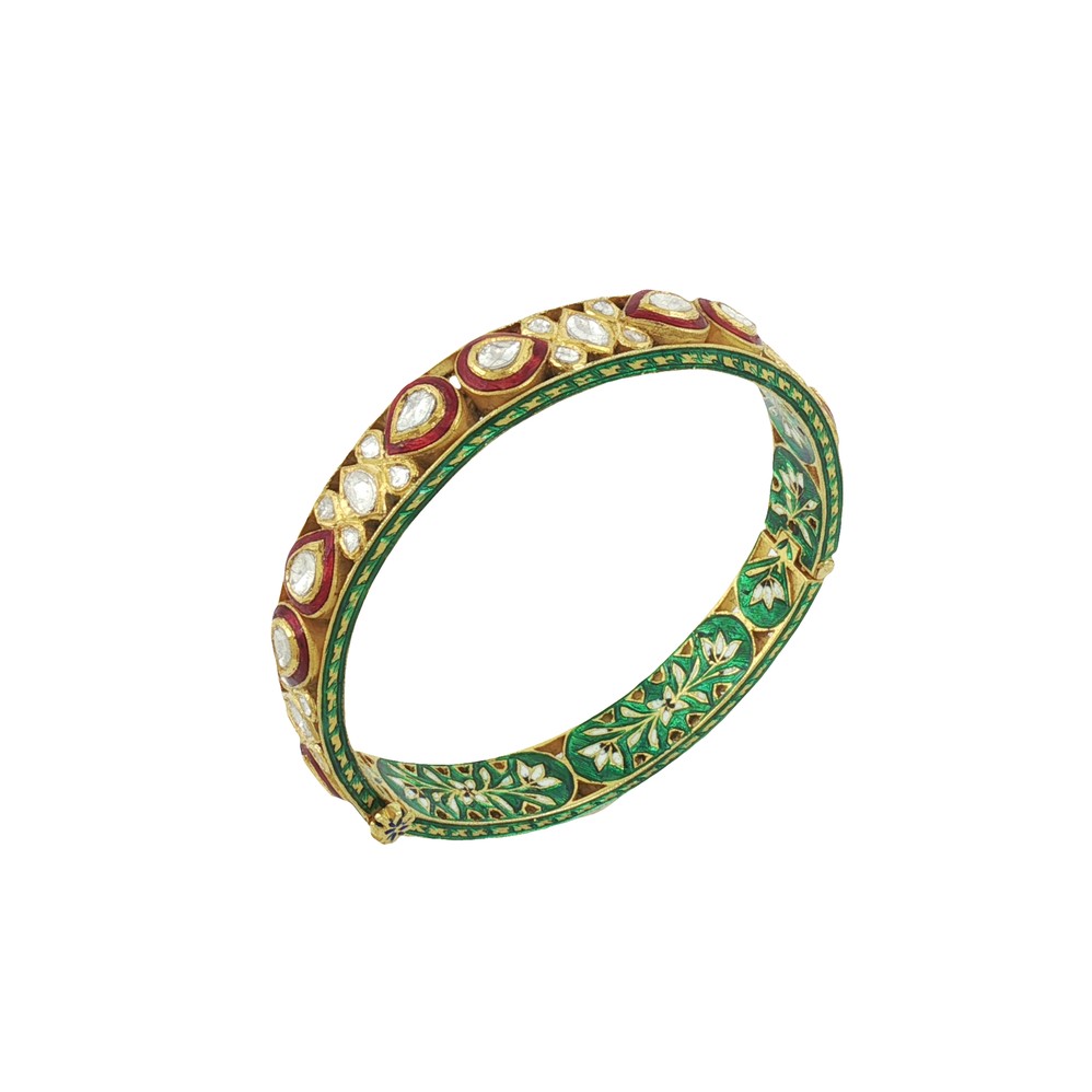 Red Enamel Polki Bangle