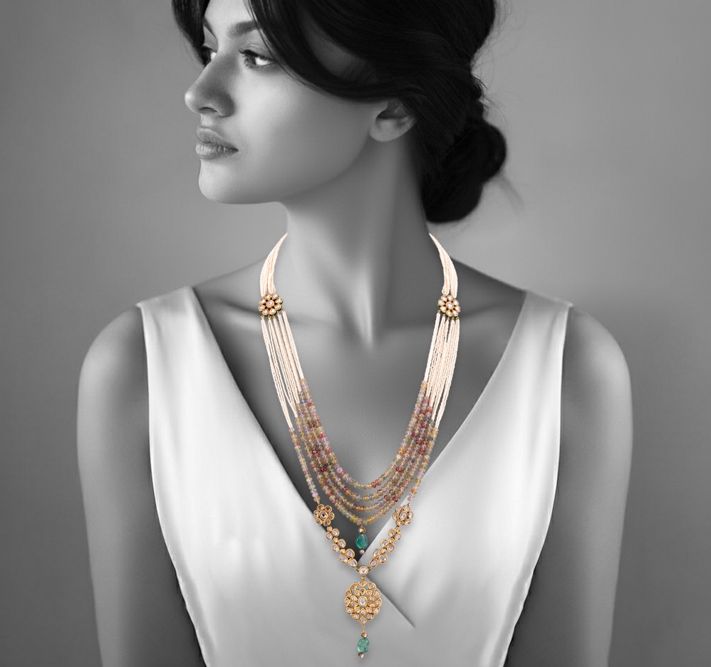 Umba Sapphire and  Pearl Multi-Strand Necklace