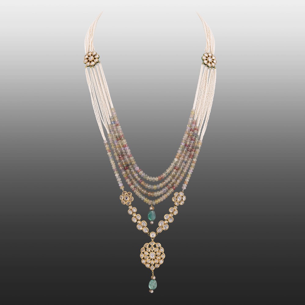 Umba Sapphire and  Pearl Multi-Strand Necklace