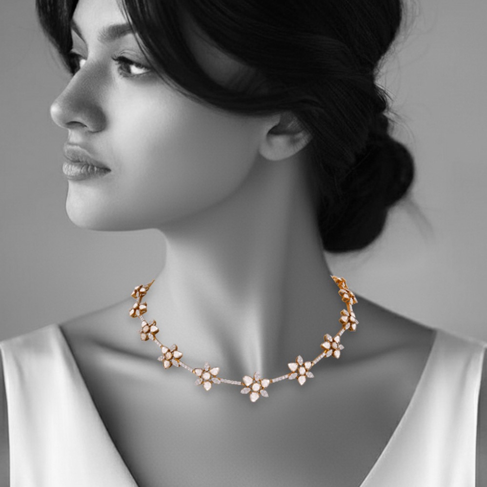 Polki and Diamond Floral Necklace