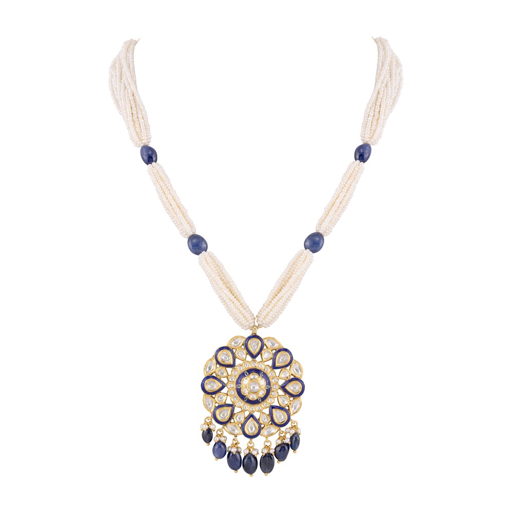 Sapphire and Cultured Pearl Pendant Necklace
