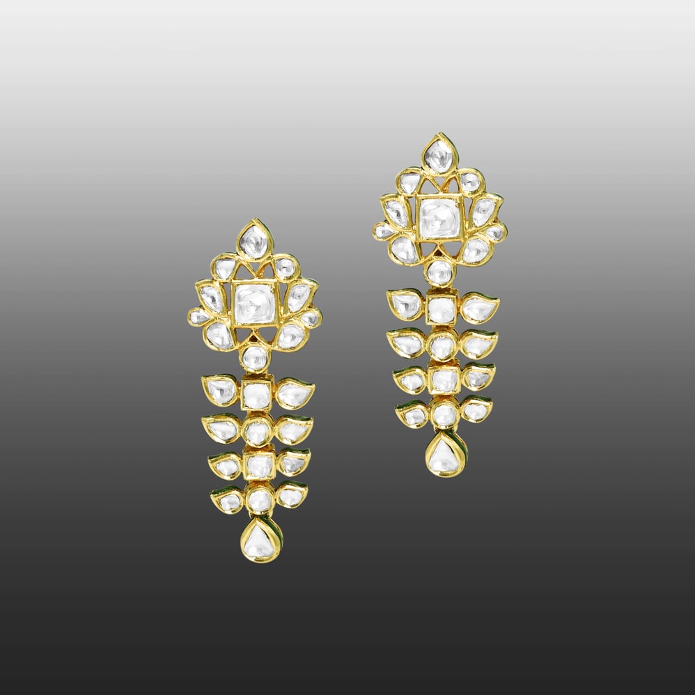 Polki Necklace Set with Pendant and Teardrop Accent