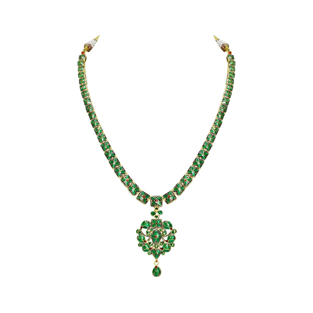 Polki Necklace Set with Pendant and Teardrop Accent