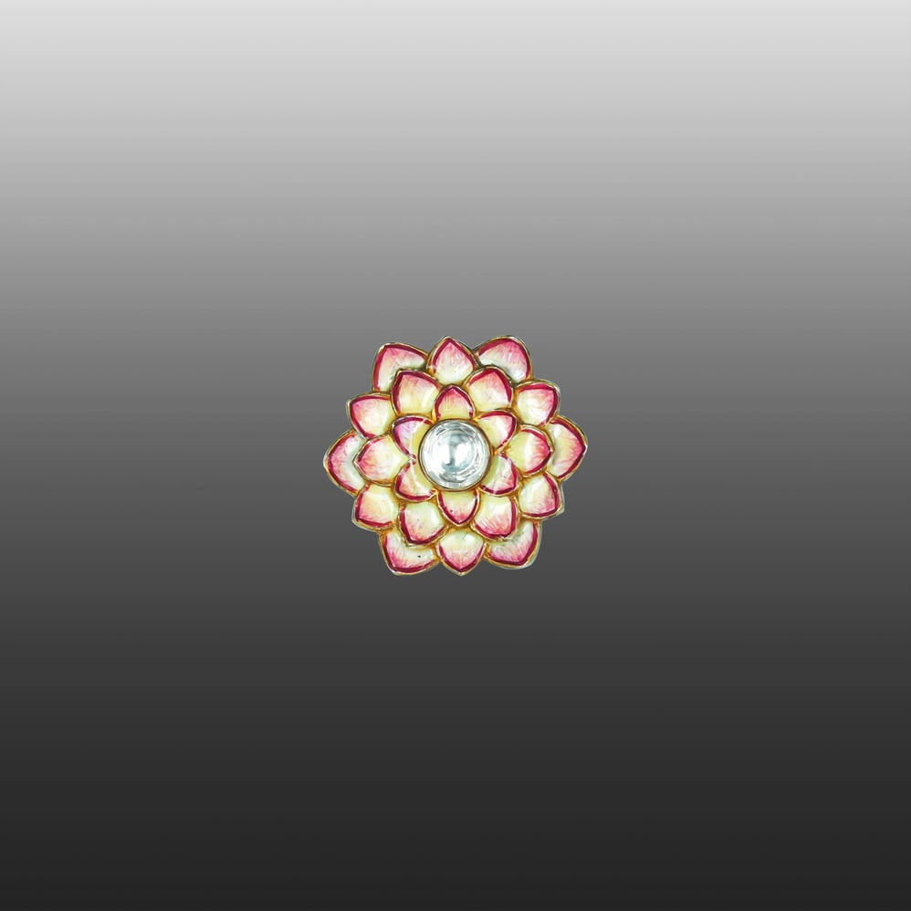 Men&rsquo;s Button with Polki and Pink-White Meenakari