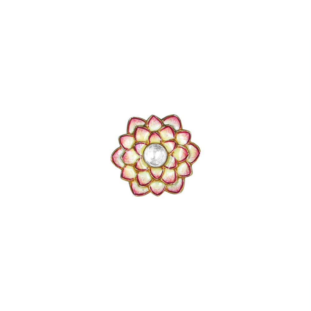 Men&rsquo;s Button with Polki and Pink-White Meenakari