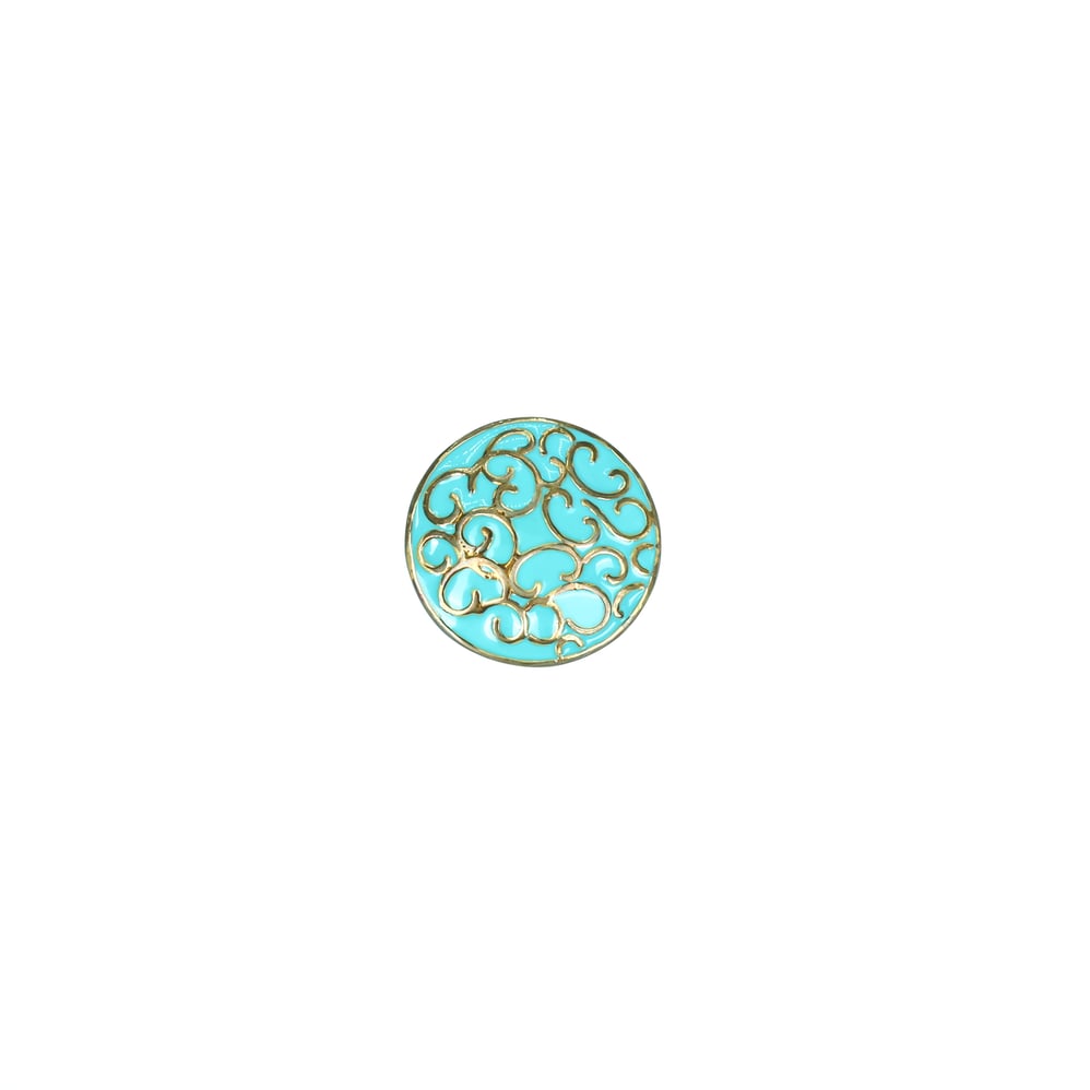 Men&rsquo;s Button with Blue Enamel and Gold Filigree