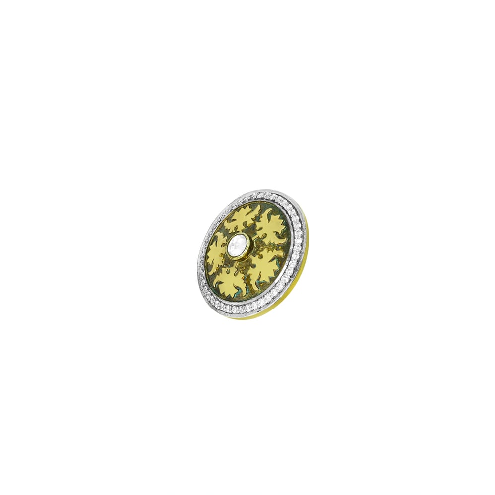 Men&rsquo;s Kurta Button with Polki and Gold Leaf