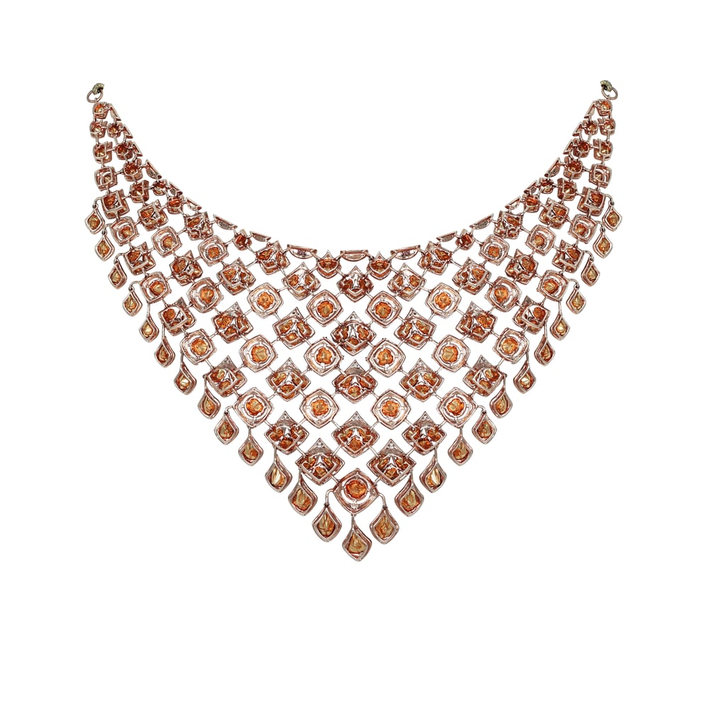 Polki Necklace Set with Pink Enamel Intricate work