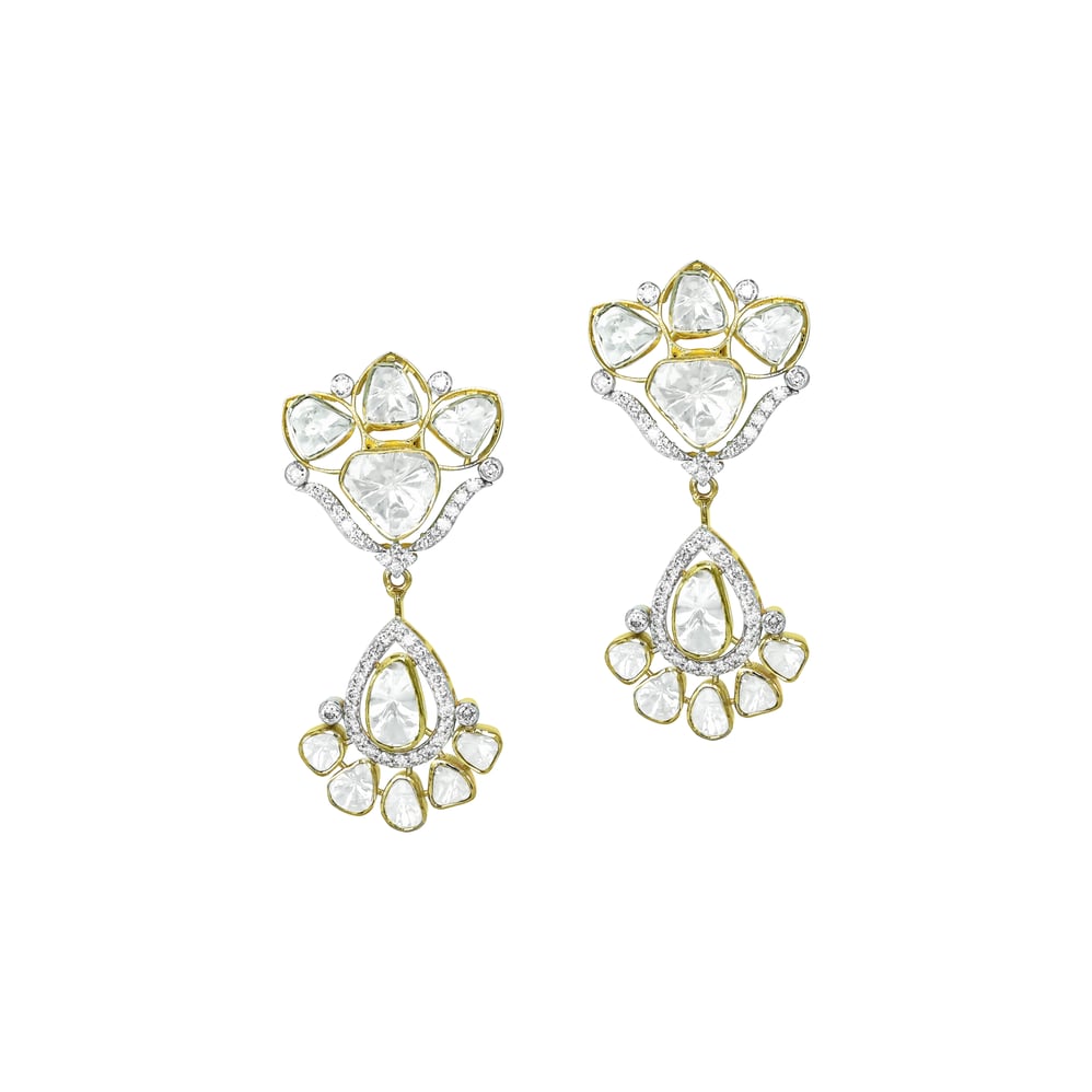 Floral Teardrop Polki Earrings