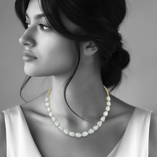 Polki Diamond Necklace with Diamond Halo