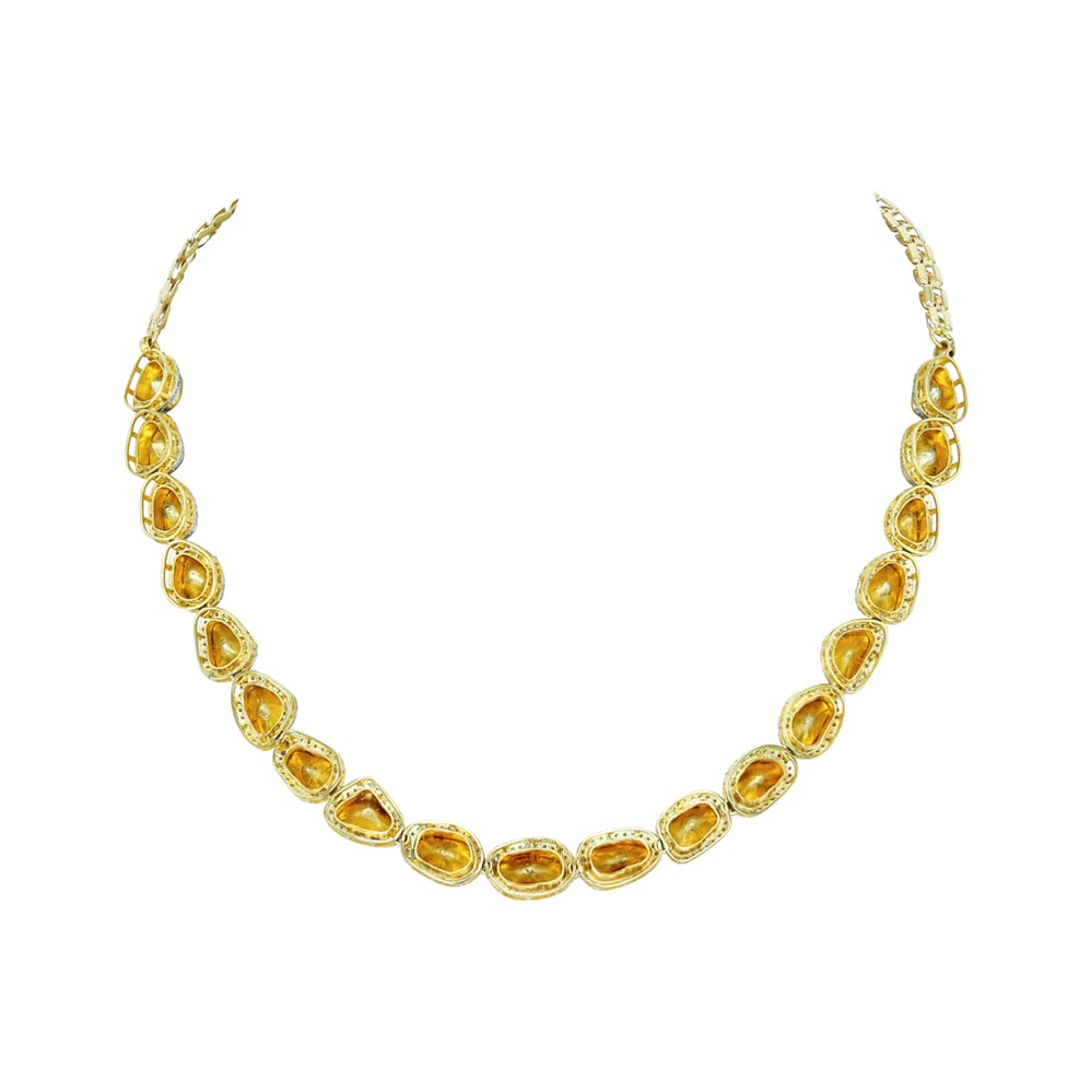 Polki Diamond Necklace with Diamond Halo