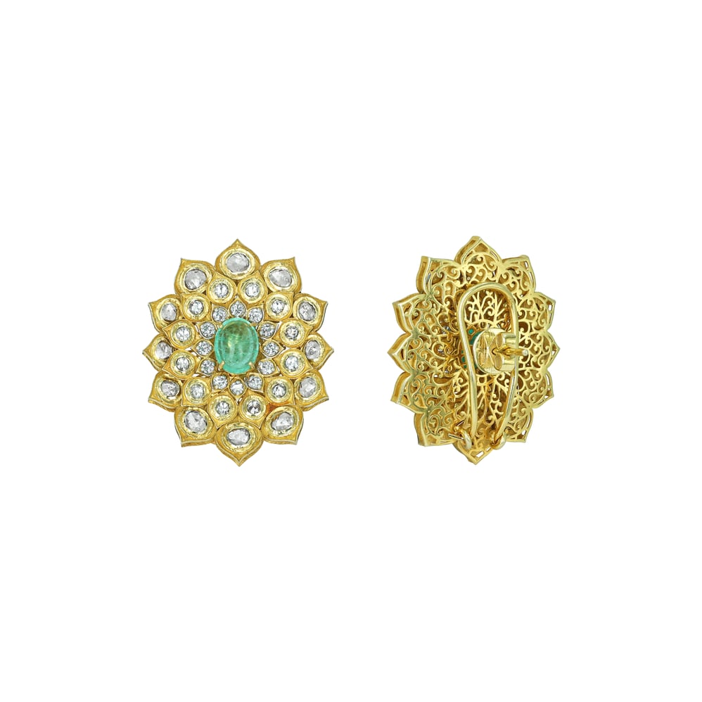 Polki Choker Set with Emerald Floral Motif and Drops