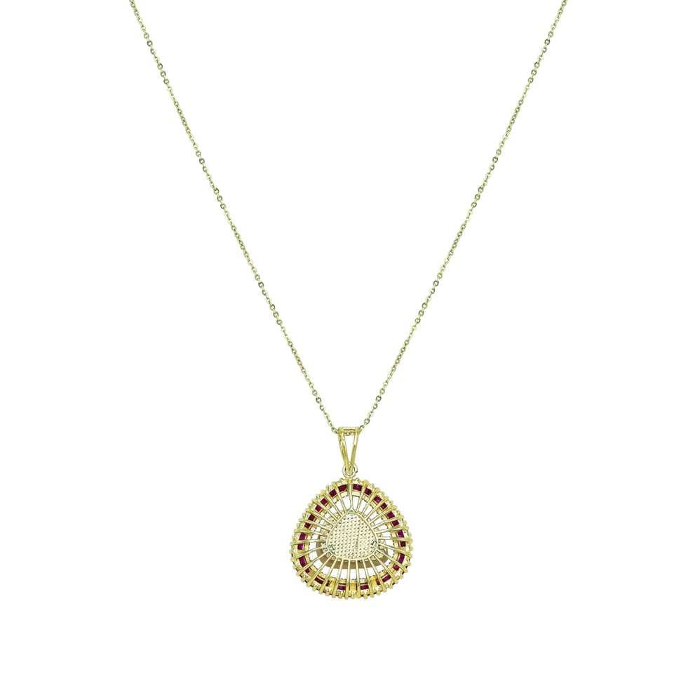 Pear-Shaped Polki Pendant with Red Ruby Baguettes