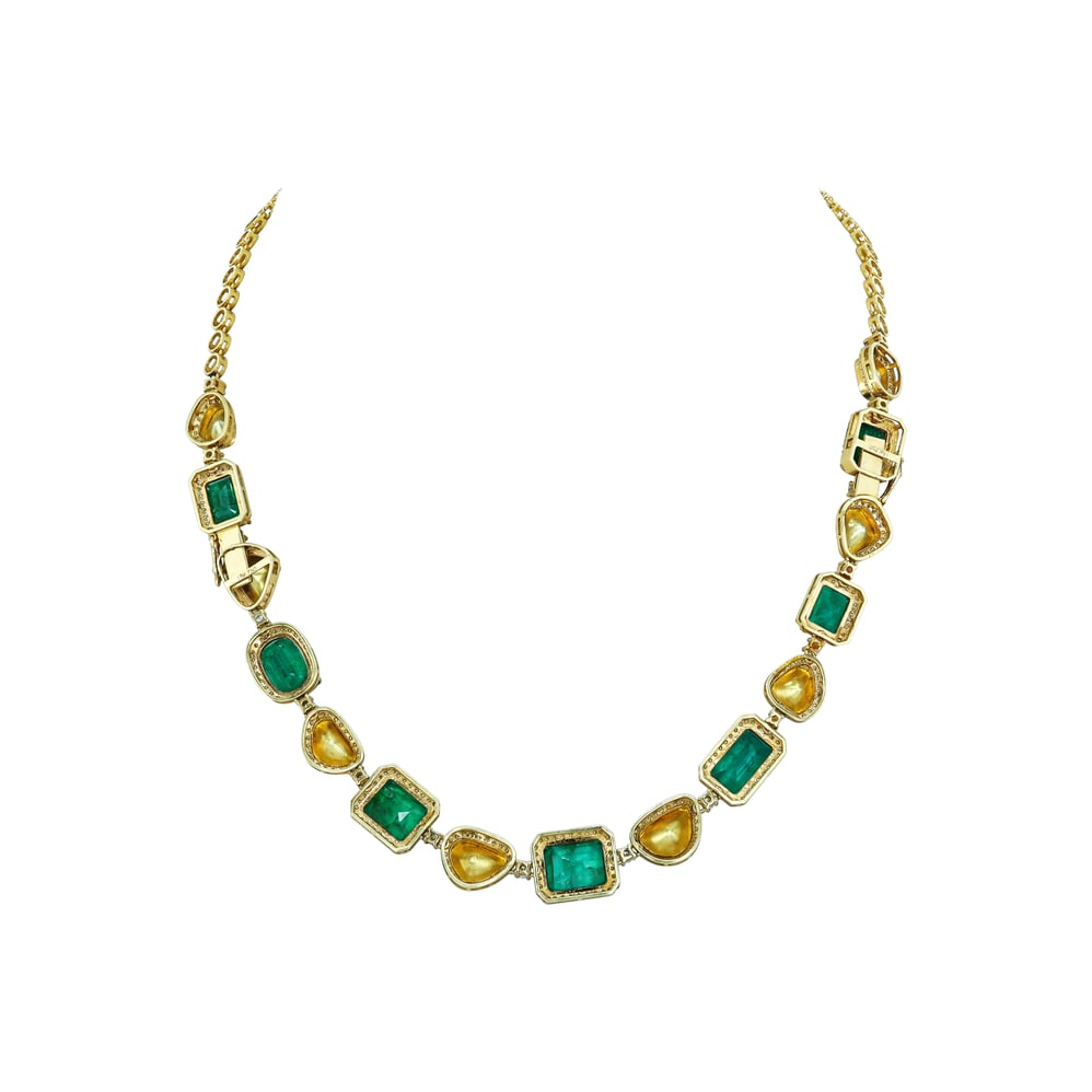 Convertible Polki Emerald Necklace-Bracelet with Diamond Halo