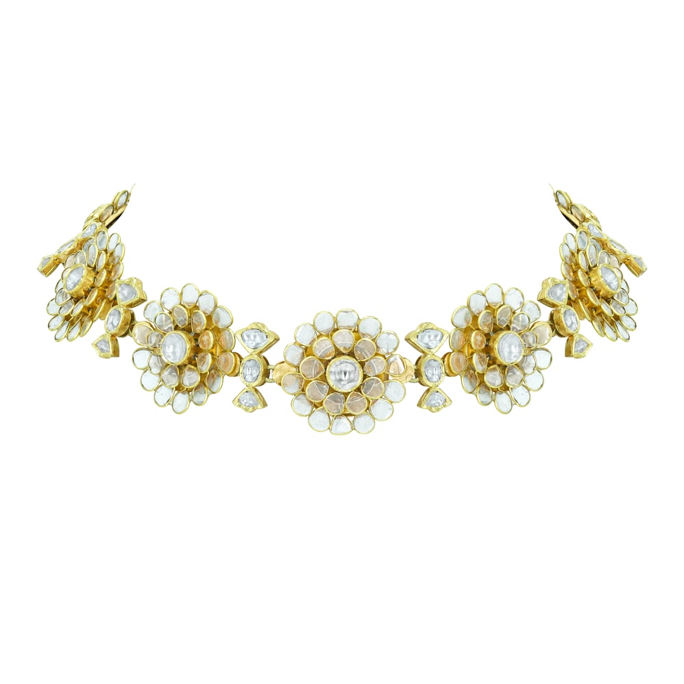 Floral Polki Pachi Necklace with Elegant Detailing