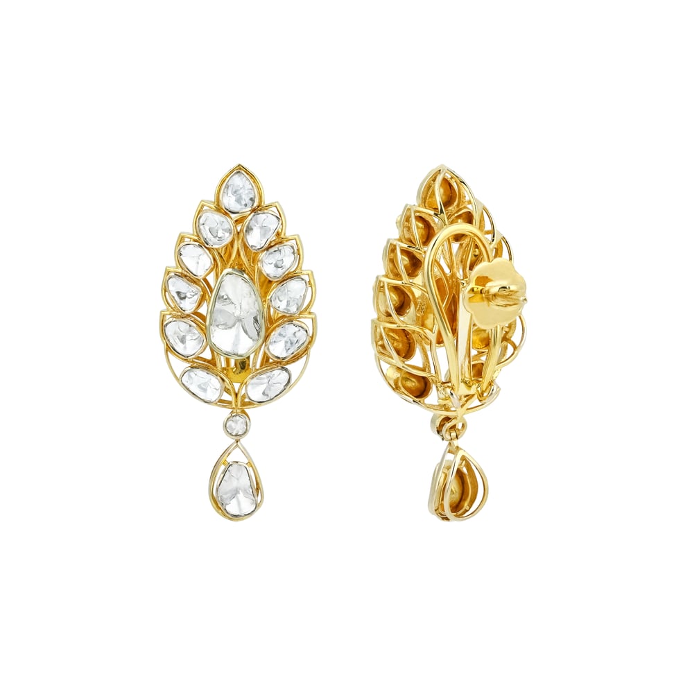 Floral Polki Pendant Set with Teardrop Open Polki on Sleek Chain