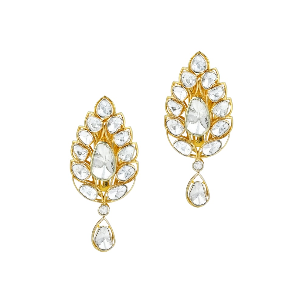 Floral Polki Pendant Set with Teardrop Open Polki on Sleek Chain
