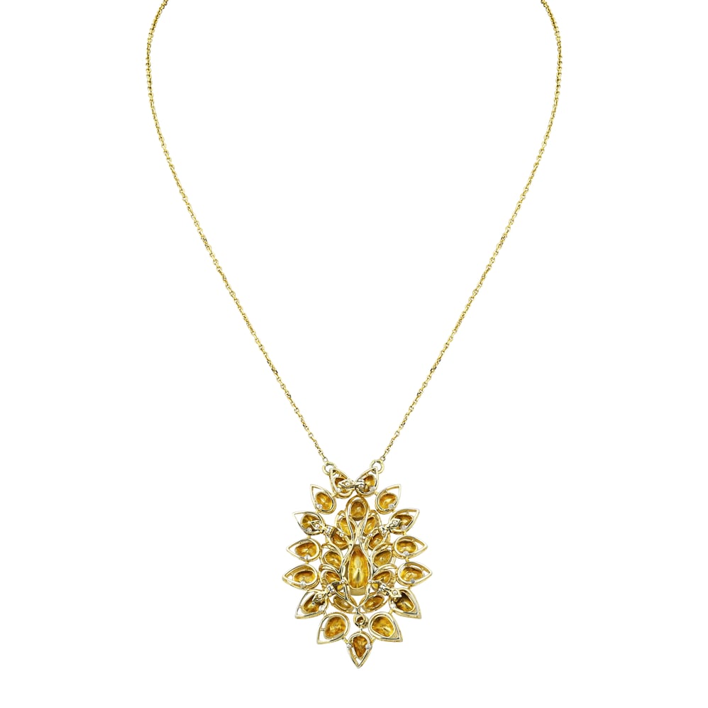 Floral Polki Pendant Set with Teardrop Open Polki on Sleek Chain