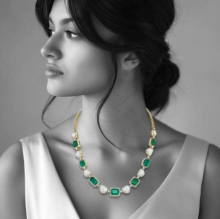 Emerald and Polki Bracelet/Necklace with Versatile Design