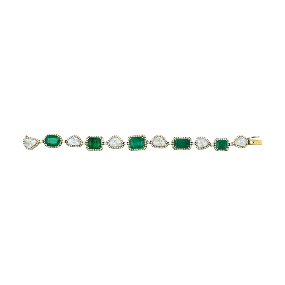 Emerald and Polki Bracelet/Necklace with Versatile Design