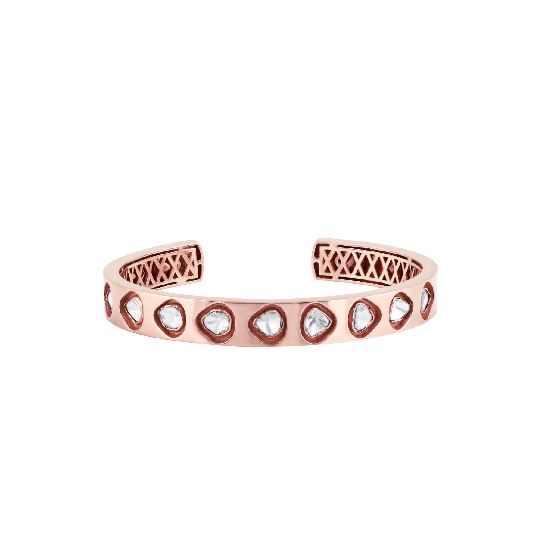 Rose Gold Open Cuff-Bangle with Polkis