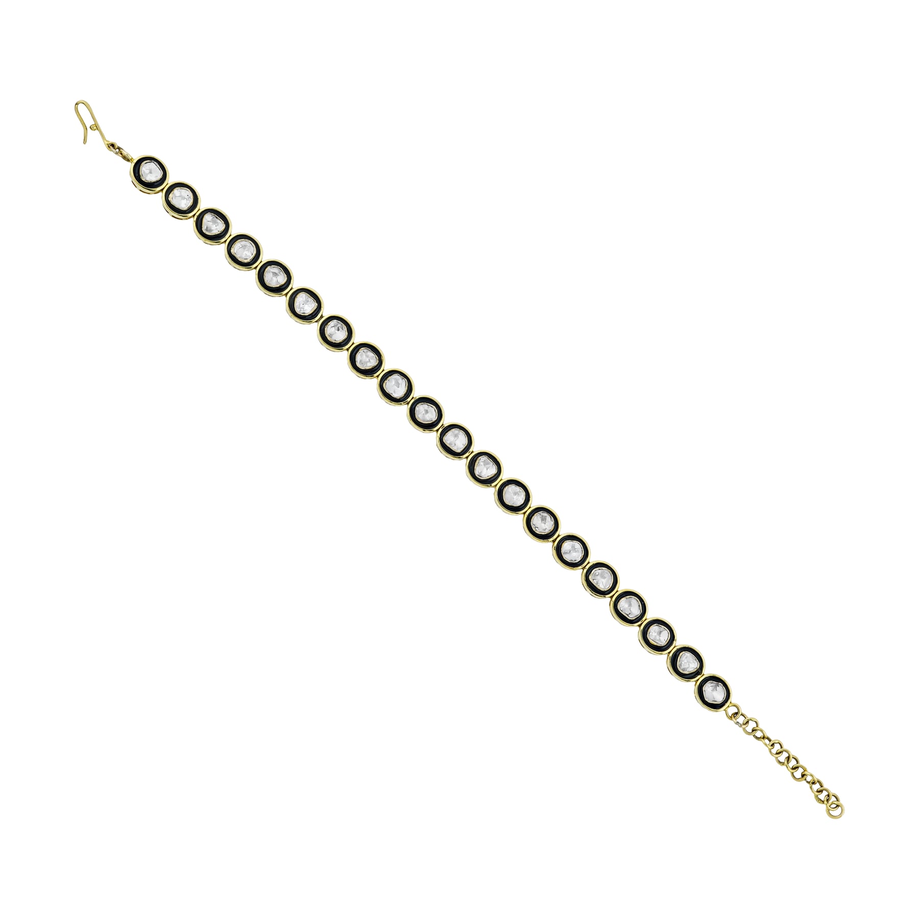 Polki Bracelet with Black Enamel Border