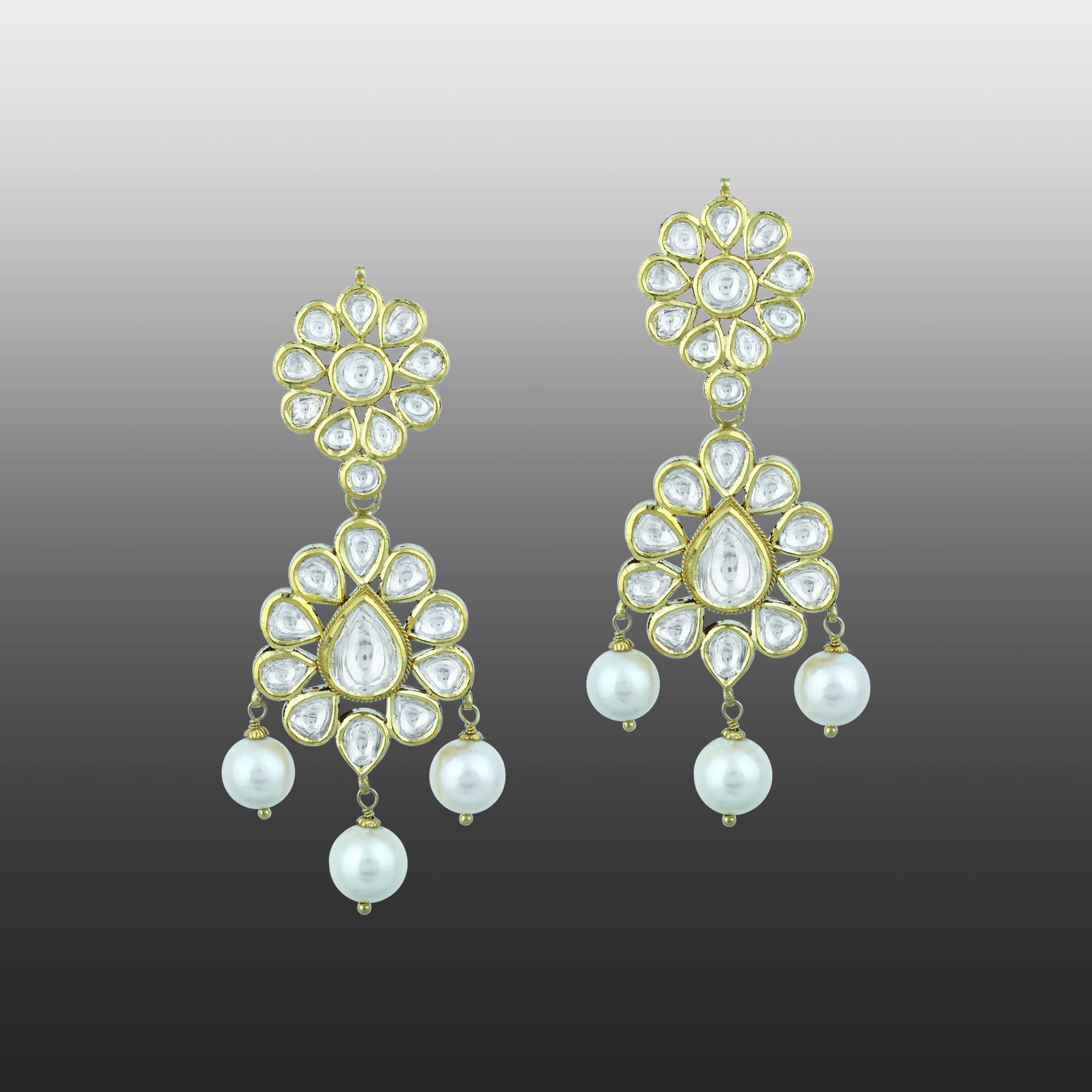 Double-Layer Necklace Pendant Set with Polkis and Pearls