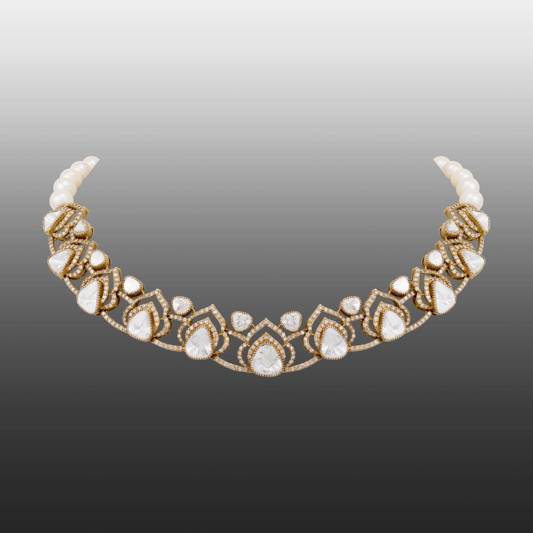Layered Uncut Polki Necklace with Antique Detailing