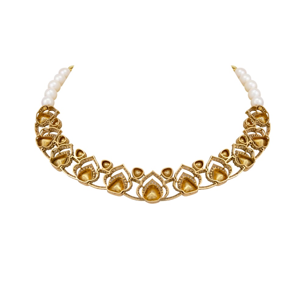 Layered Uncut Polki Necklace with Antique Detailing