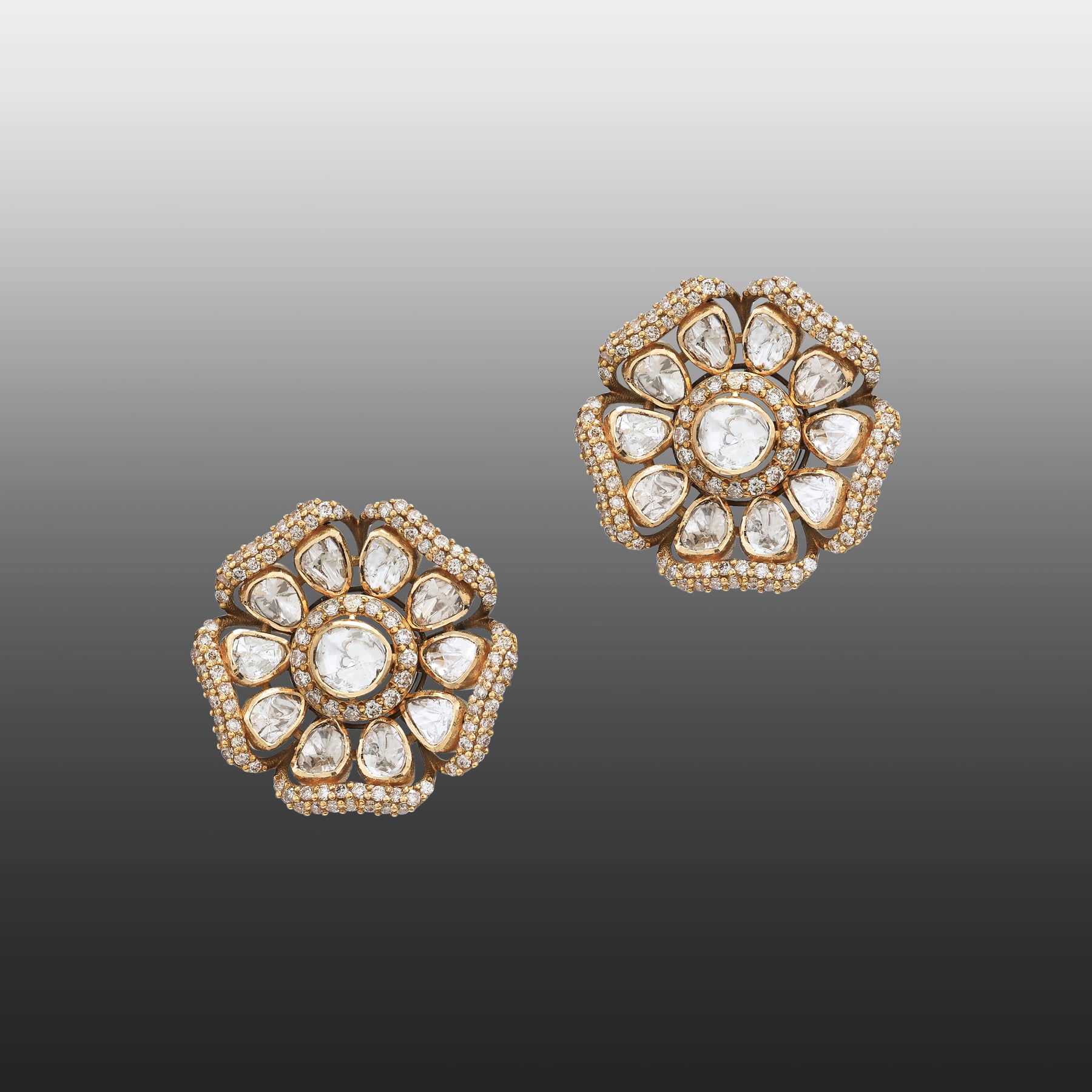 Polki Floral Antique Studs