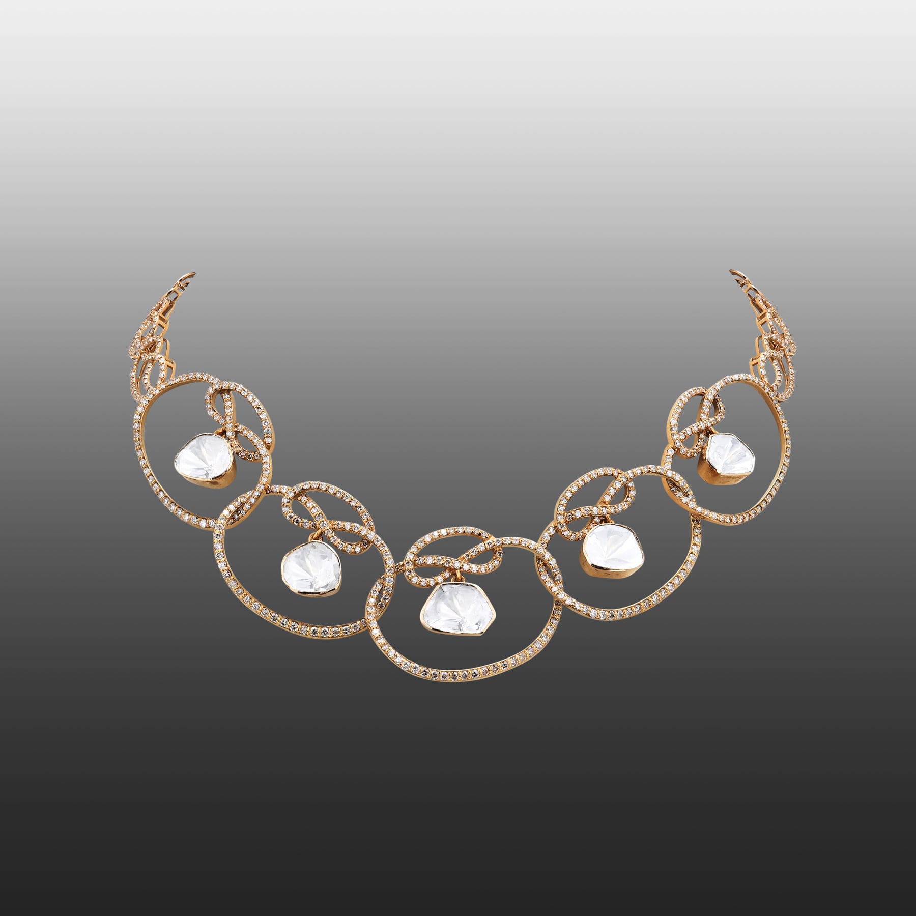 Antique Polki Drop Interlinked Necklace