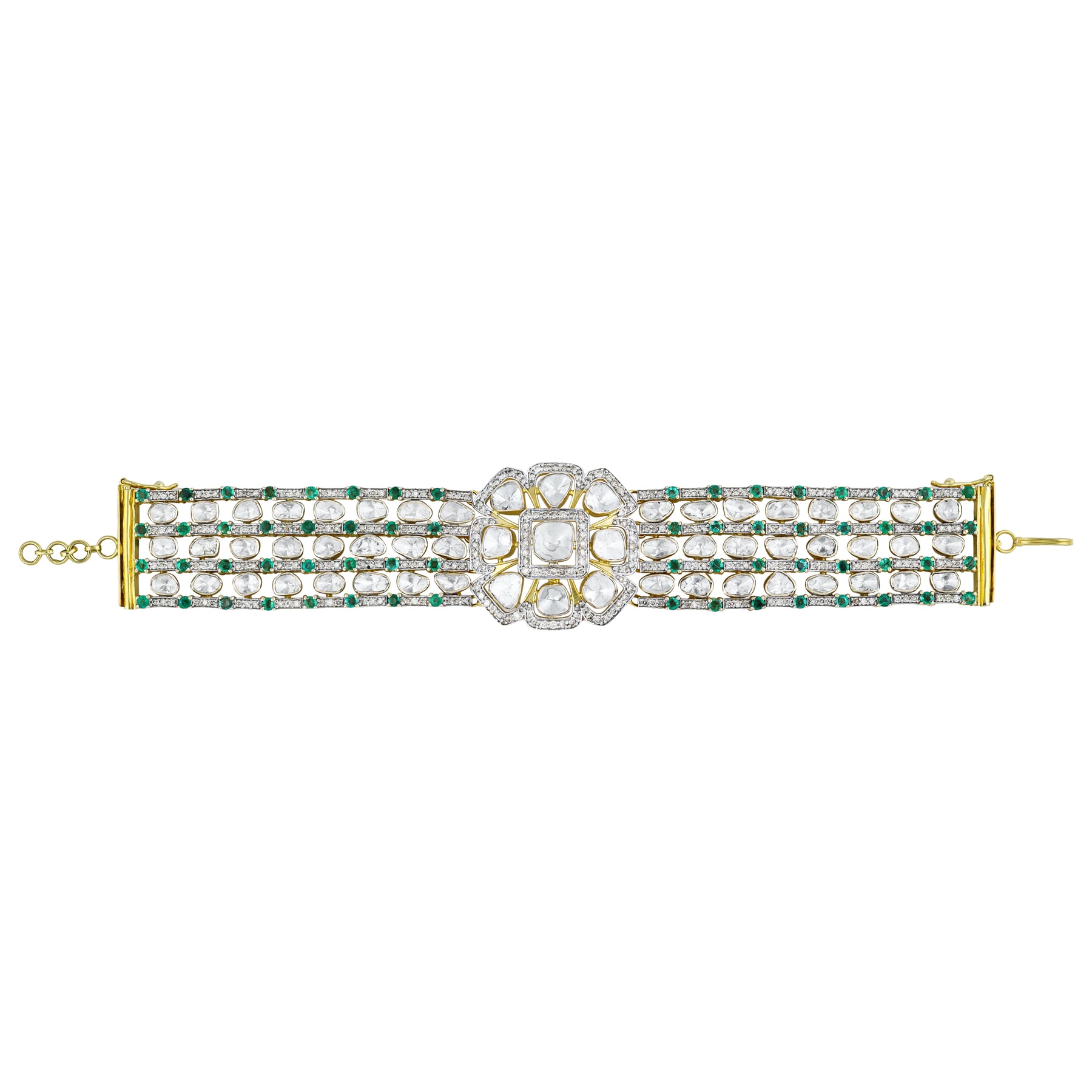 Convertible Bloom Bracelet Choker with diamonds and emeralds