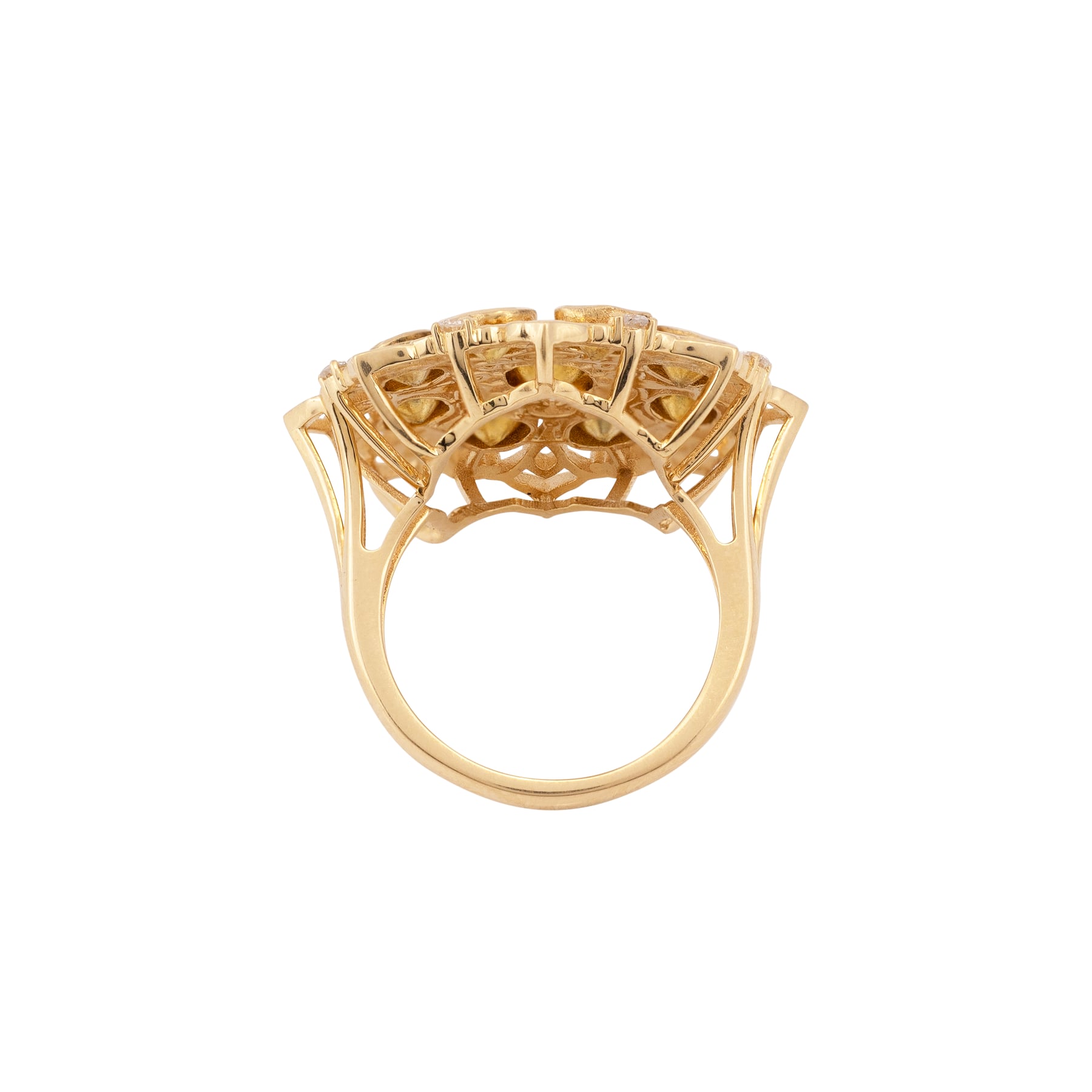 Polki Cluster Ring with Filigree Gold Design